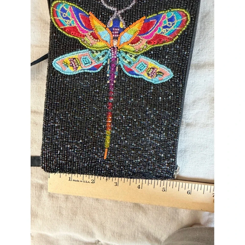 Bamboo‎ Trading Colorful Dragonfly Club Crossbody Sling Purse Bag S Black Beaded